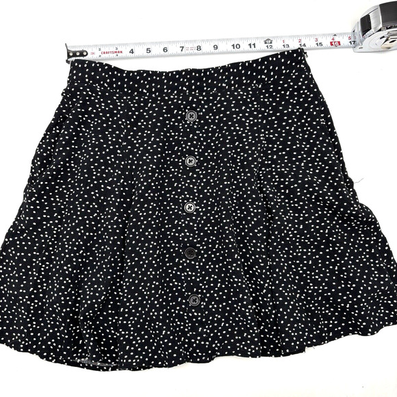 ModCloth Black White Polka Dot Elastic Waist A-Line Button Front Skirt M 14x16.5 - Picture 6 of 11